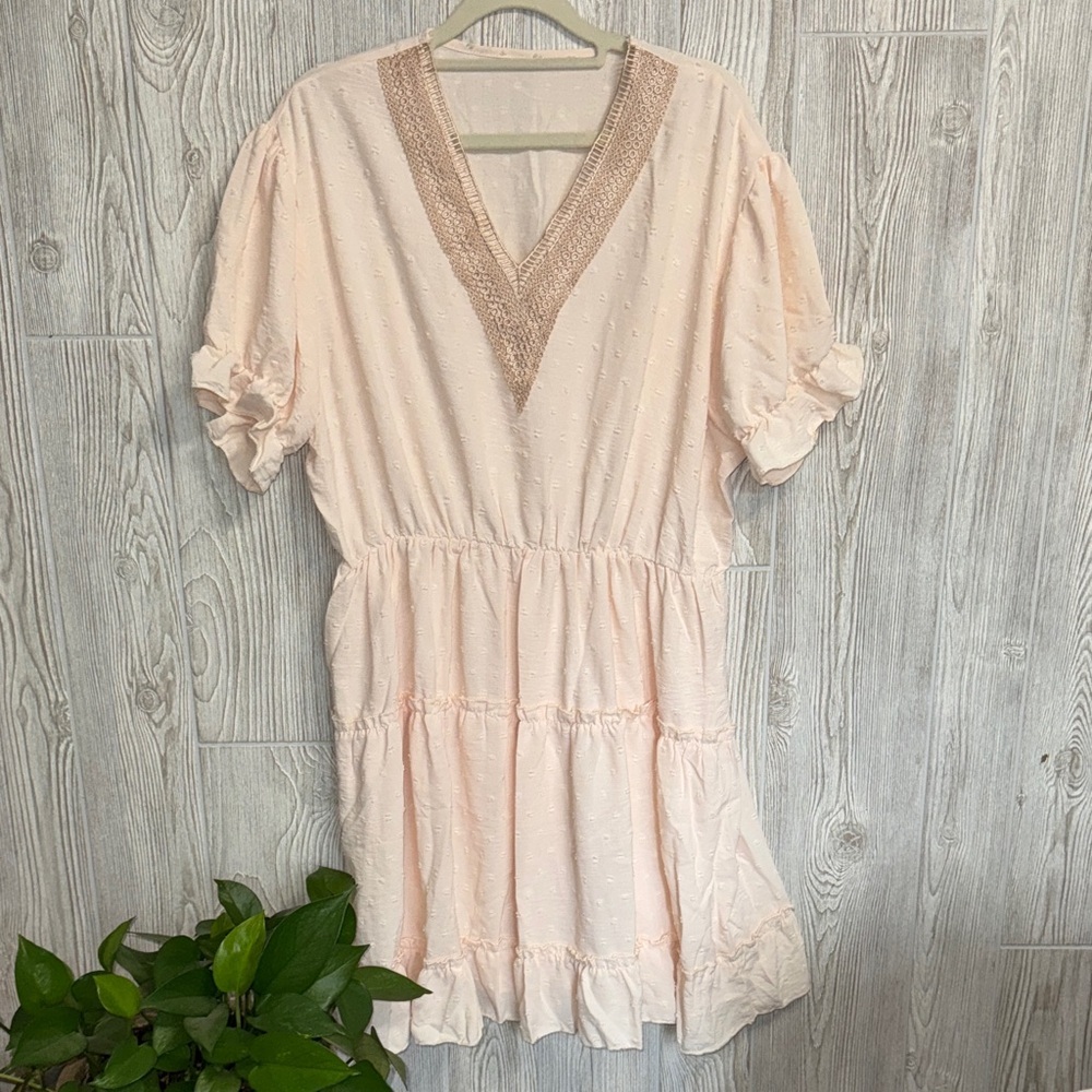 Chic Blush V-Neck Mini Dress